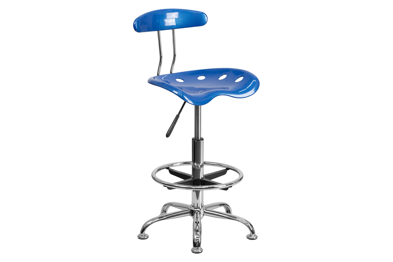 BLNK Bradley Vibrant Chrome Drafting Stool with Tractor Seat