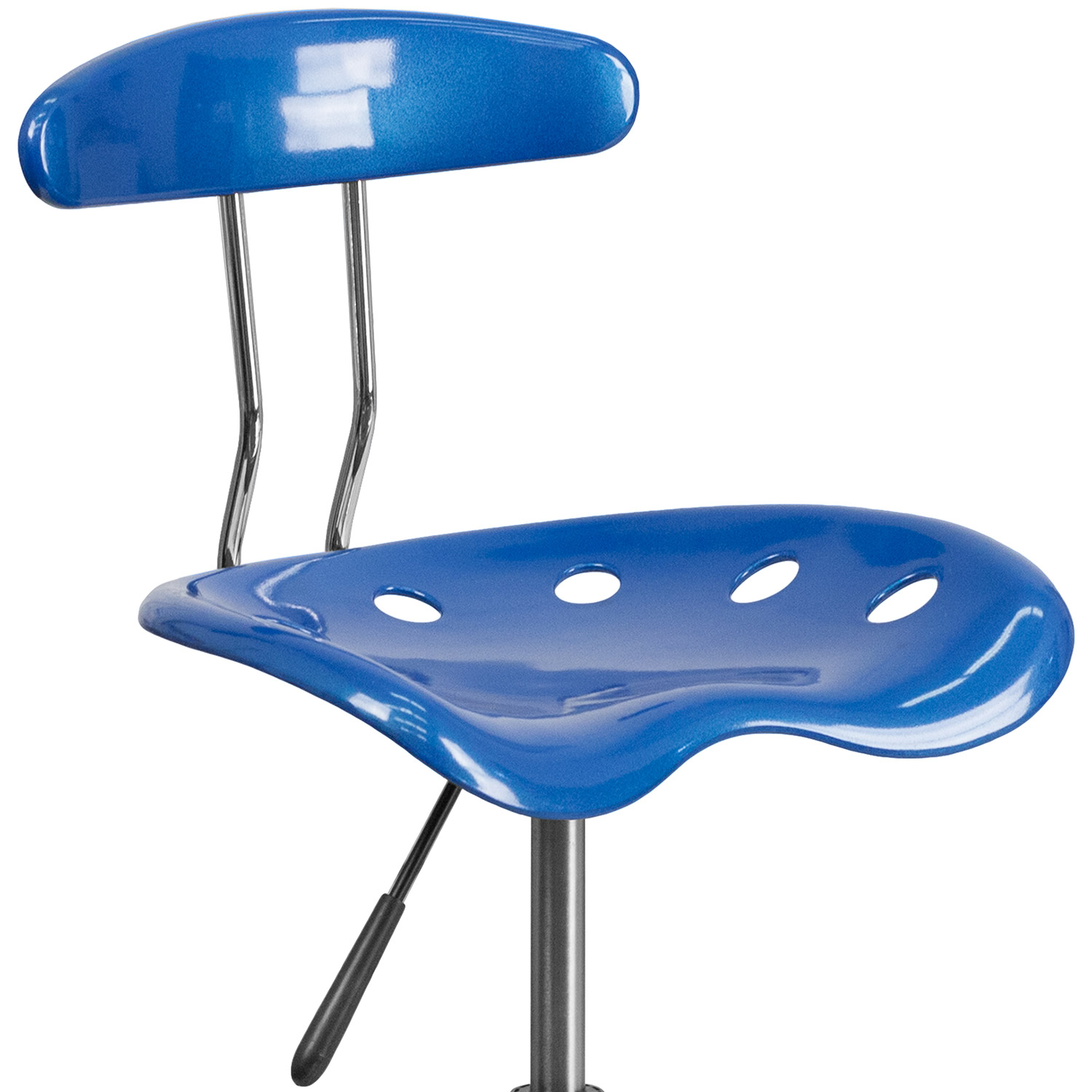 BLNK Bradley Vibrant Chrome Drafting Stool with Tractor Seat - Bright Blue