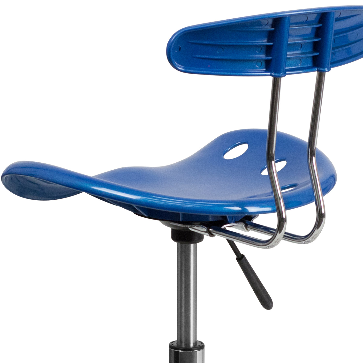 BLNK Bradley Vibrant Chrome Drafting Stool with Tractor Seat - Bright Blue