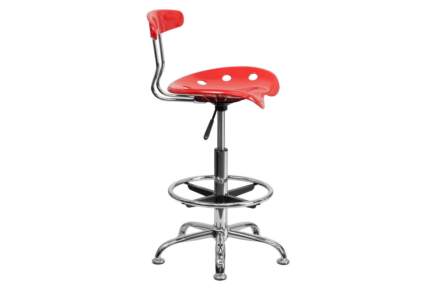 BLNK Bradley Vibrant Chrome Drafting Stool with Tractor Seat - Cherry