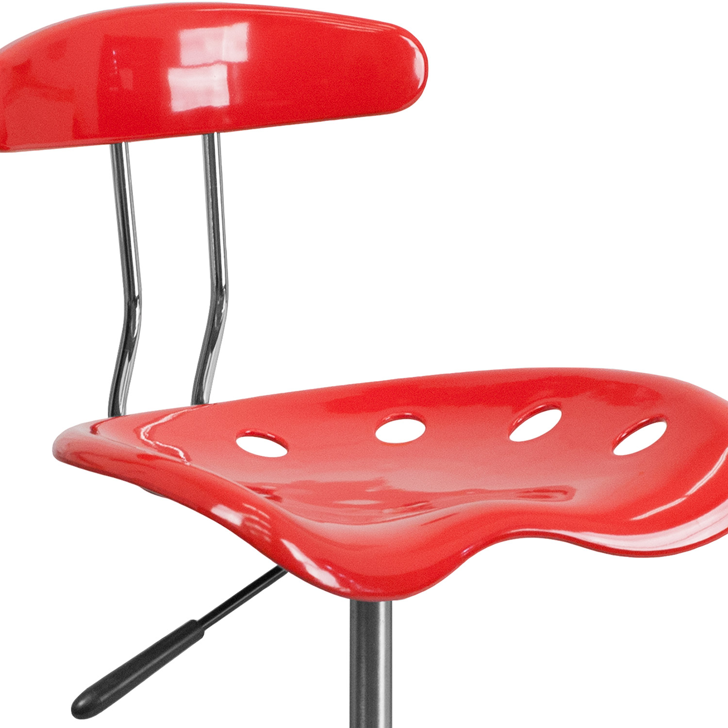 BLNK Bradley Vibrant Chrome Drafting Stool with Tractor Seat - Cherry