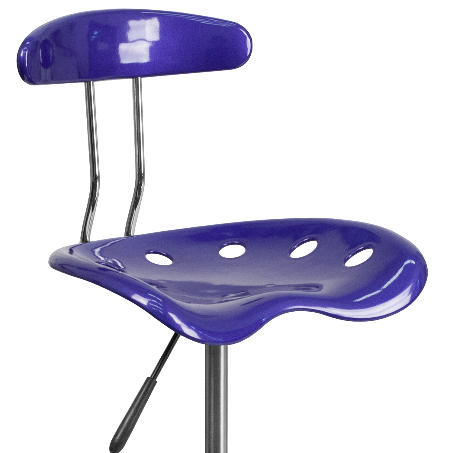 BLNK Bradley Vibrant Chrome Drafting Stool with Tractor Seat - Deep Blue