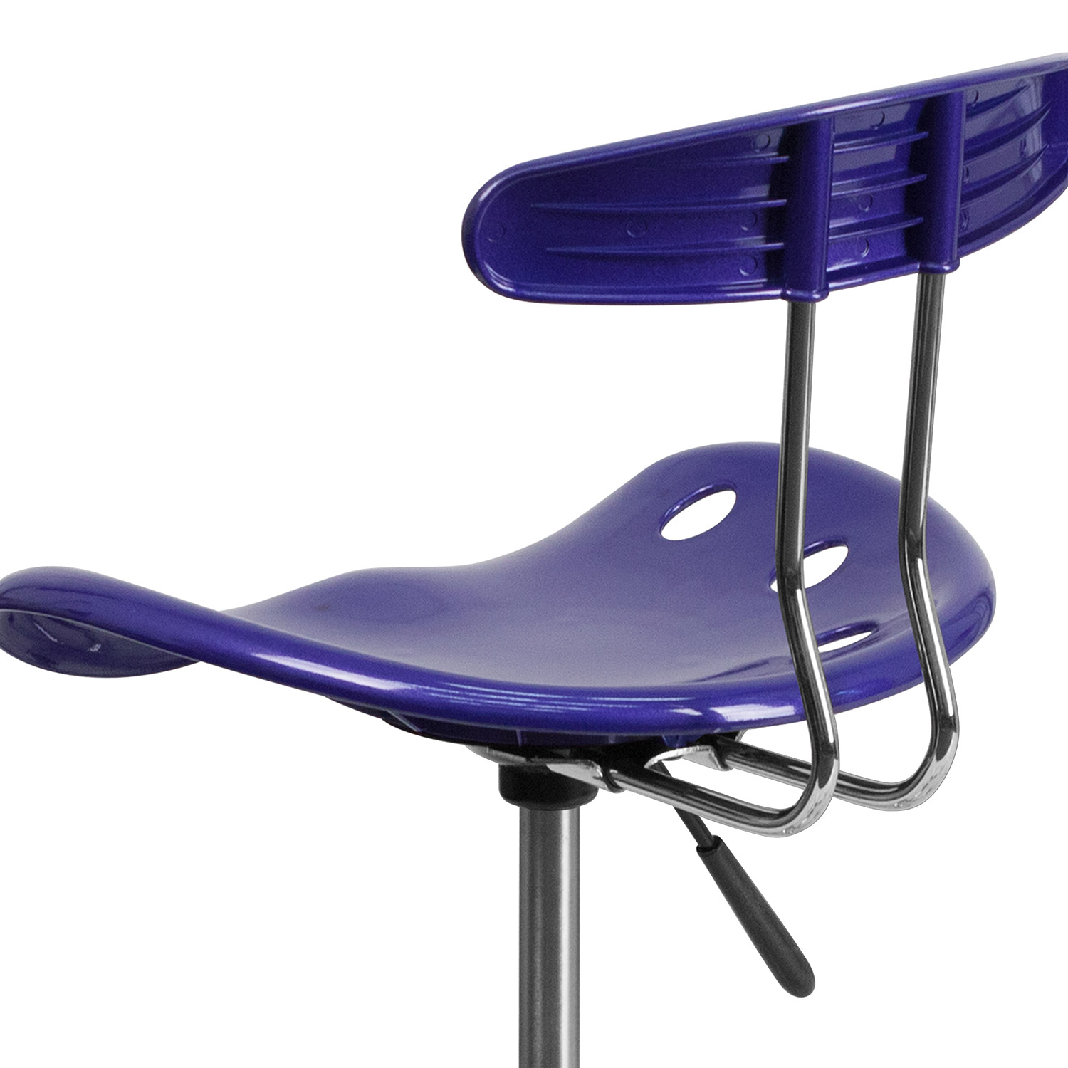 BLNK Bradley Vibrant Chrome Drafting Stool with Tractor Seat - Deep Blue