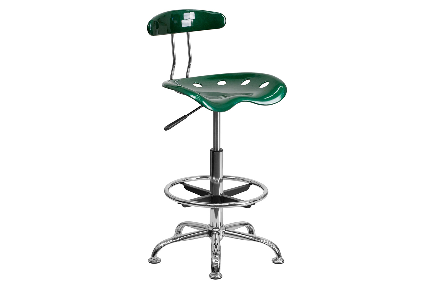 BLNK Bradley Vibrant Chrome Drafting Stool with Tractor Seat - Green