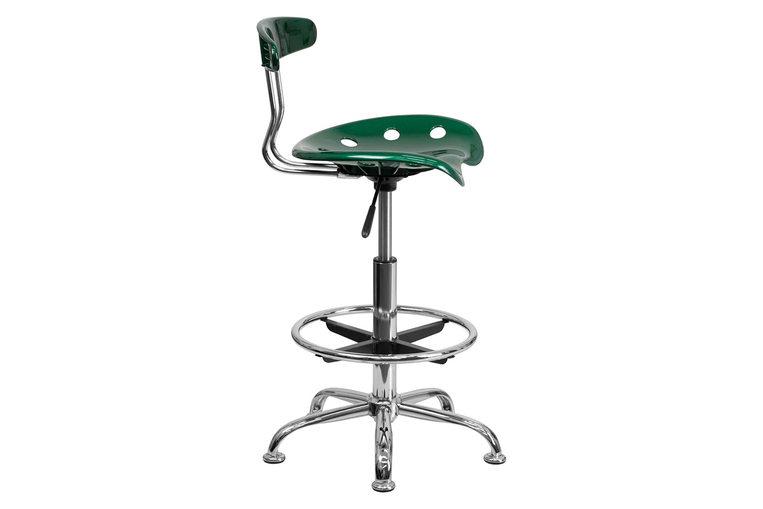 BLNK Bradley Vibrant Chrome Drafting Stool with Tractor Seat - Green