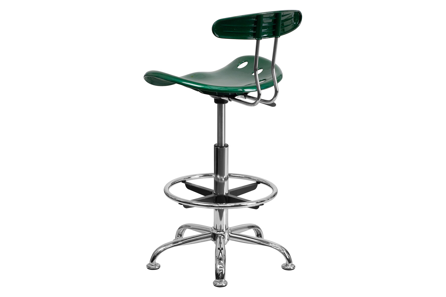 BLNK Bradley Vibrant Chrome Drafting Stool with Tractor Seat - Green