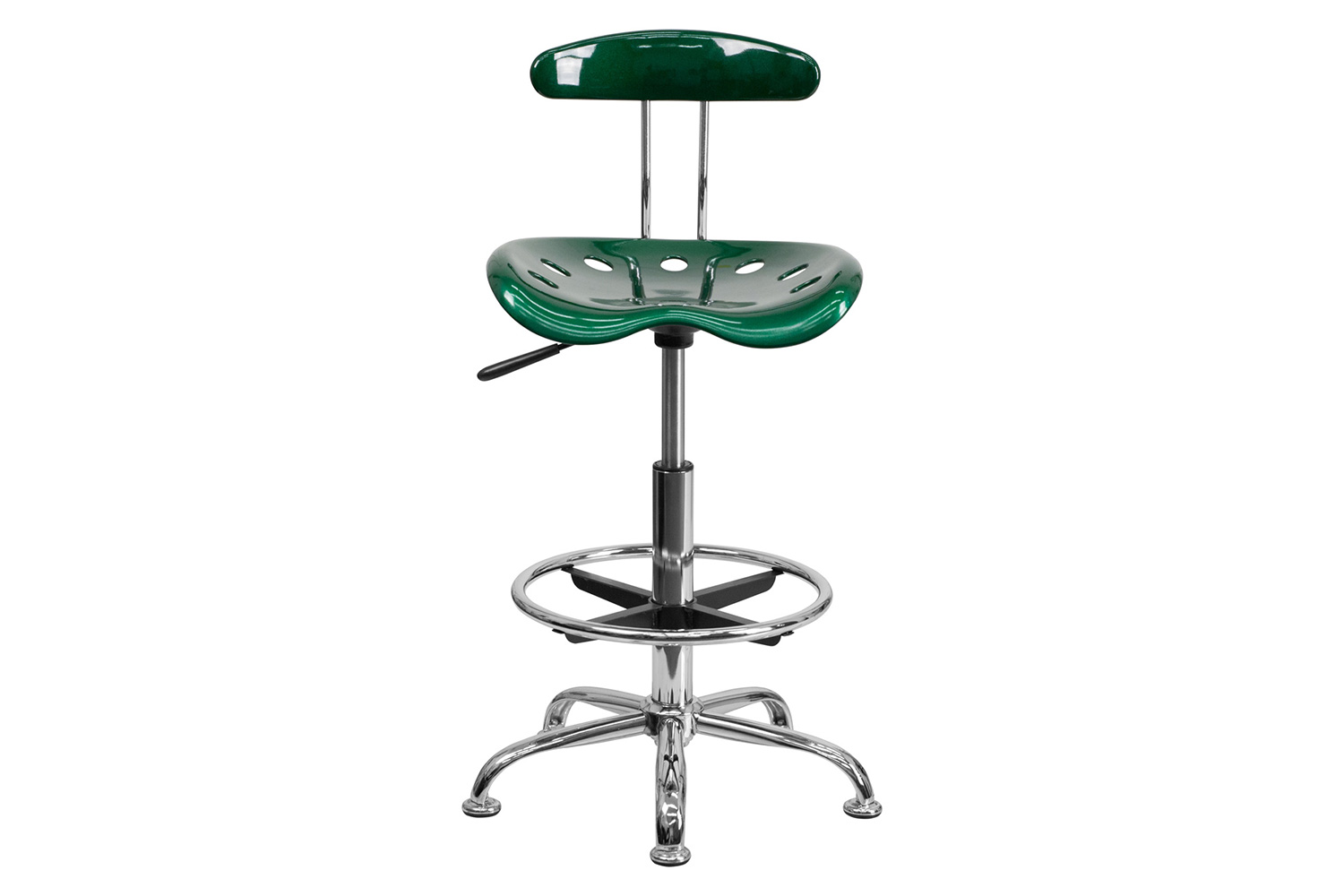 BLNK Bradley Vibrant Chrome Drafting Stool with Tractor Seat - Green