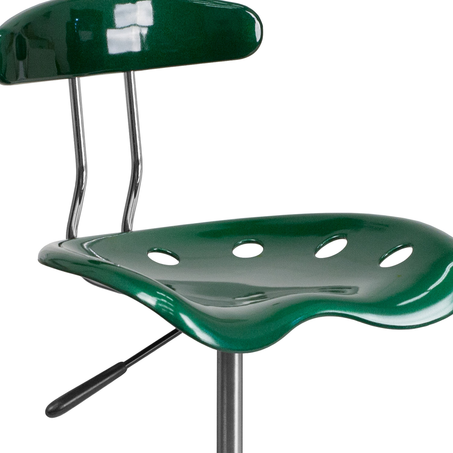 BLNK Bradley Vibrant Chrome Drafting Stool with Tractor Seat - Green