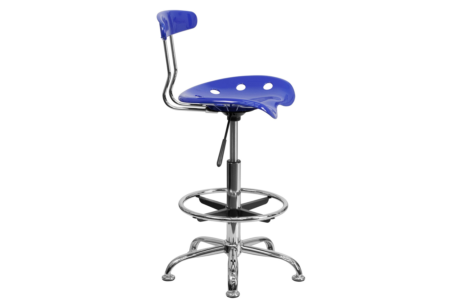 BLNK Bradley Vibrant Chrome Drafting Stool with Tractor Seat - Nautical Blue