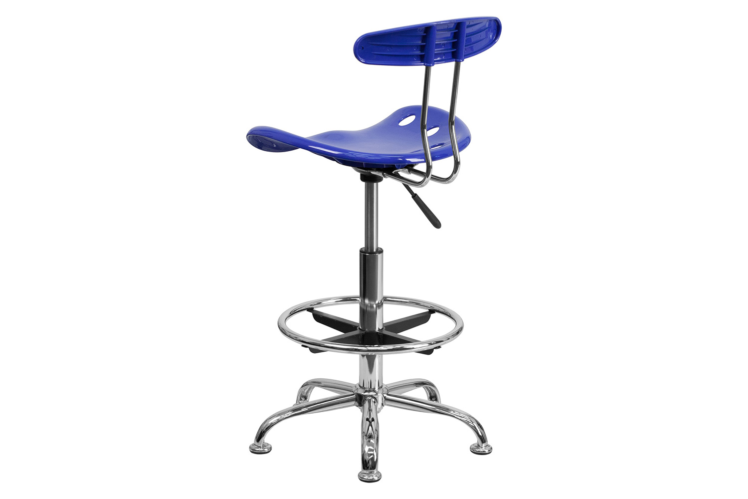 BLNK Bradley Vibrant Chrome Drafting Stool with Tractor Seat - Nautical Blue