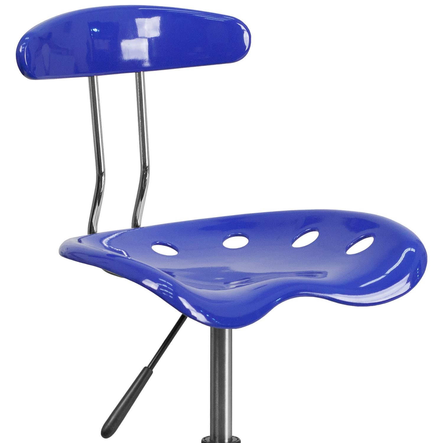 BLNK Bradley Vibrant Chrome Drafting Stool with Tractor Seat - Nautical Blue