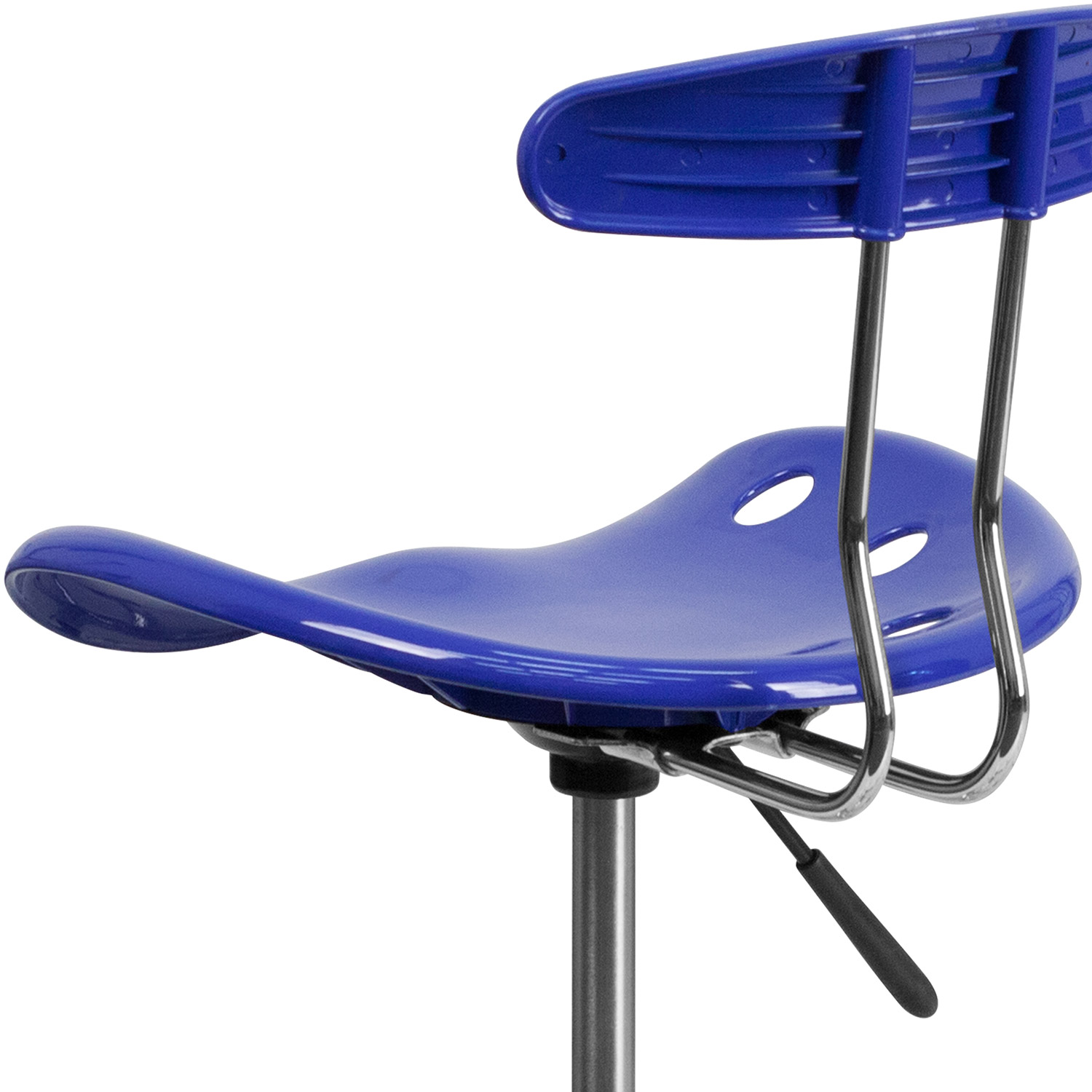 BLNK Bradley Vibrant Chrome Drafting Stool with Tractor Seat - Nautical Blue