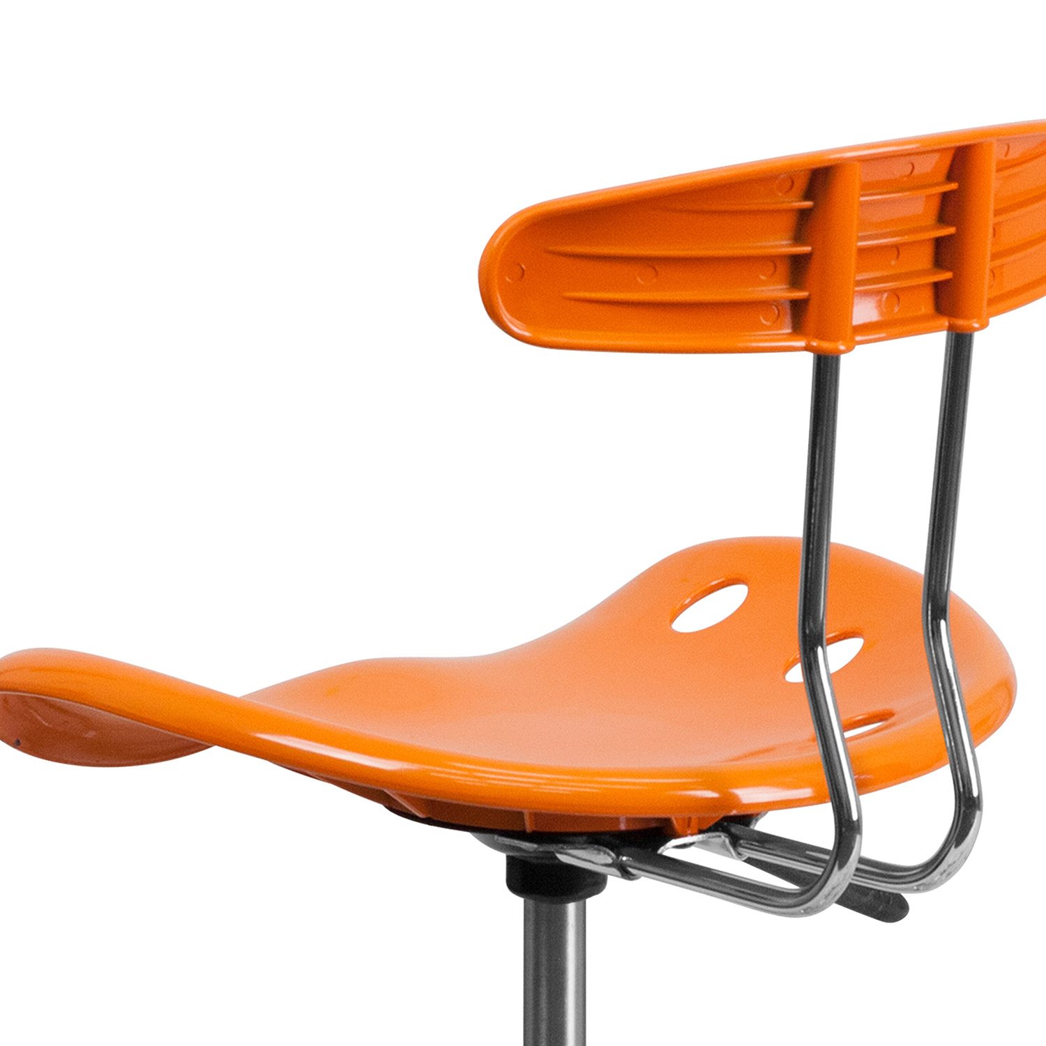 BLNK Bradley Vibrant Chrome Drafting Stool with Tractor Seat - Orange