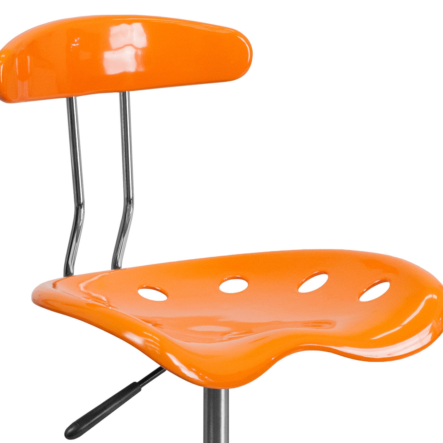 BLNK Bradley Vibrant Chrome Drafting Stool with Tractor Seat - Orange