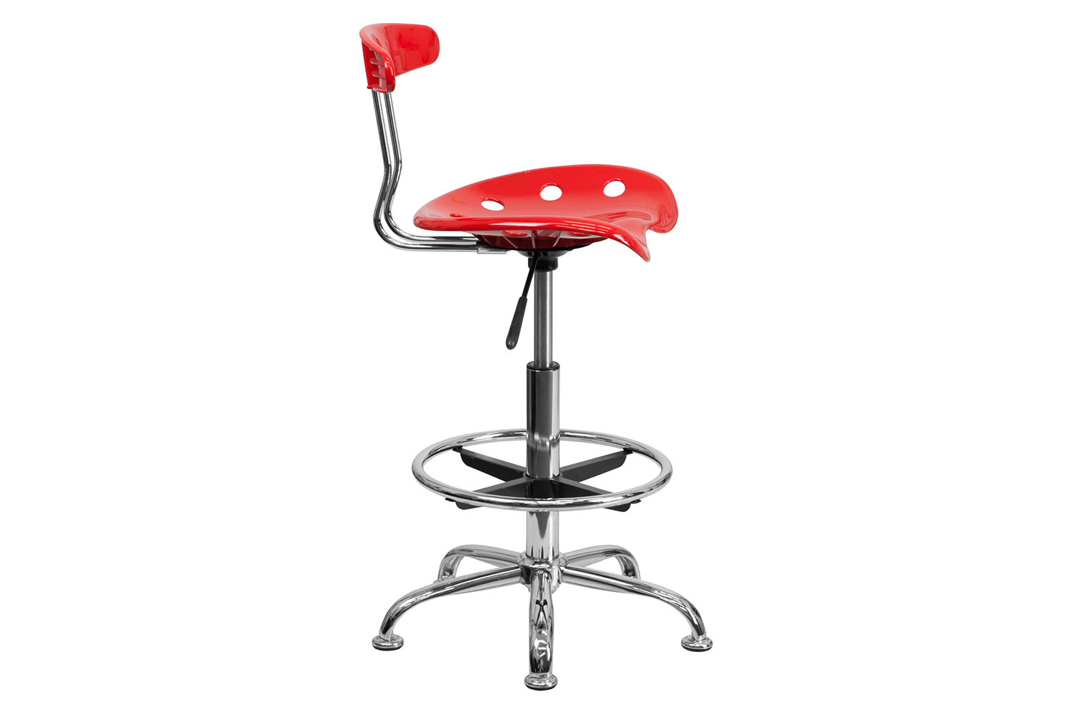 BLNK Bradley Vibrant Chrome Drafting Stool with Tractor Seat - Red