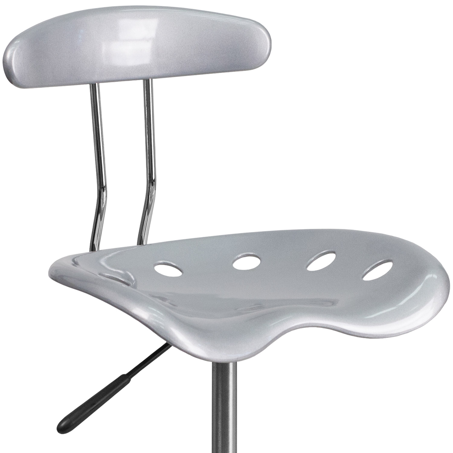 BLNK Bradley Vibrant Chrome Drafting Stool with Tractor Seat - Silver