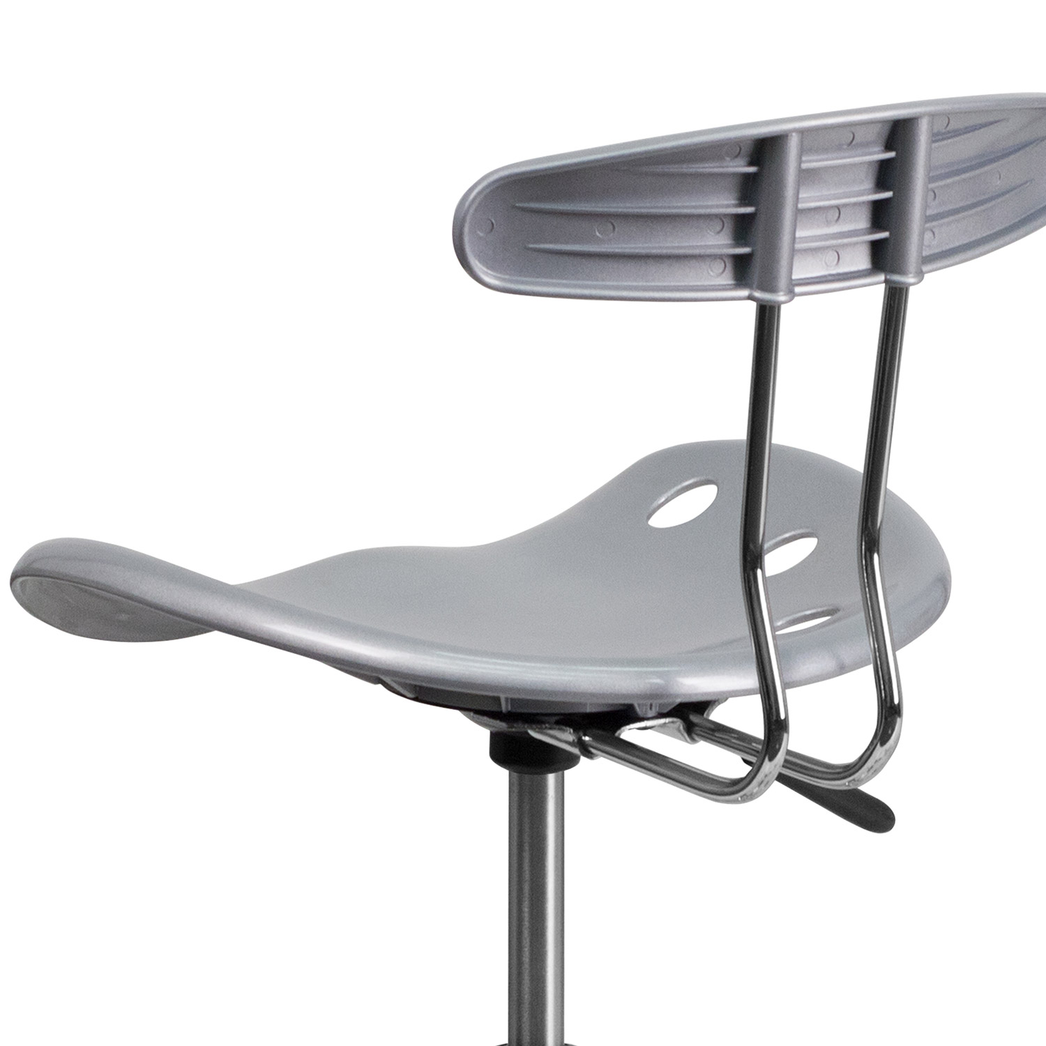 BLNK Bradley Vibrant Chrome Drafting Stool with Tractor Seat - Silver