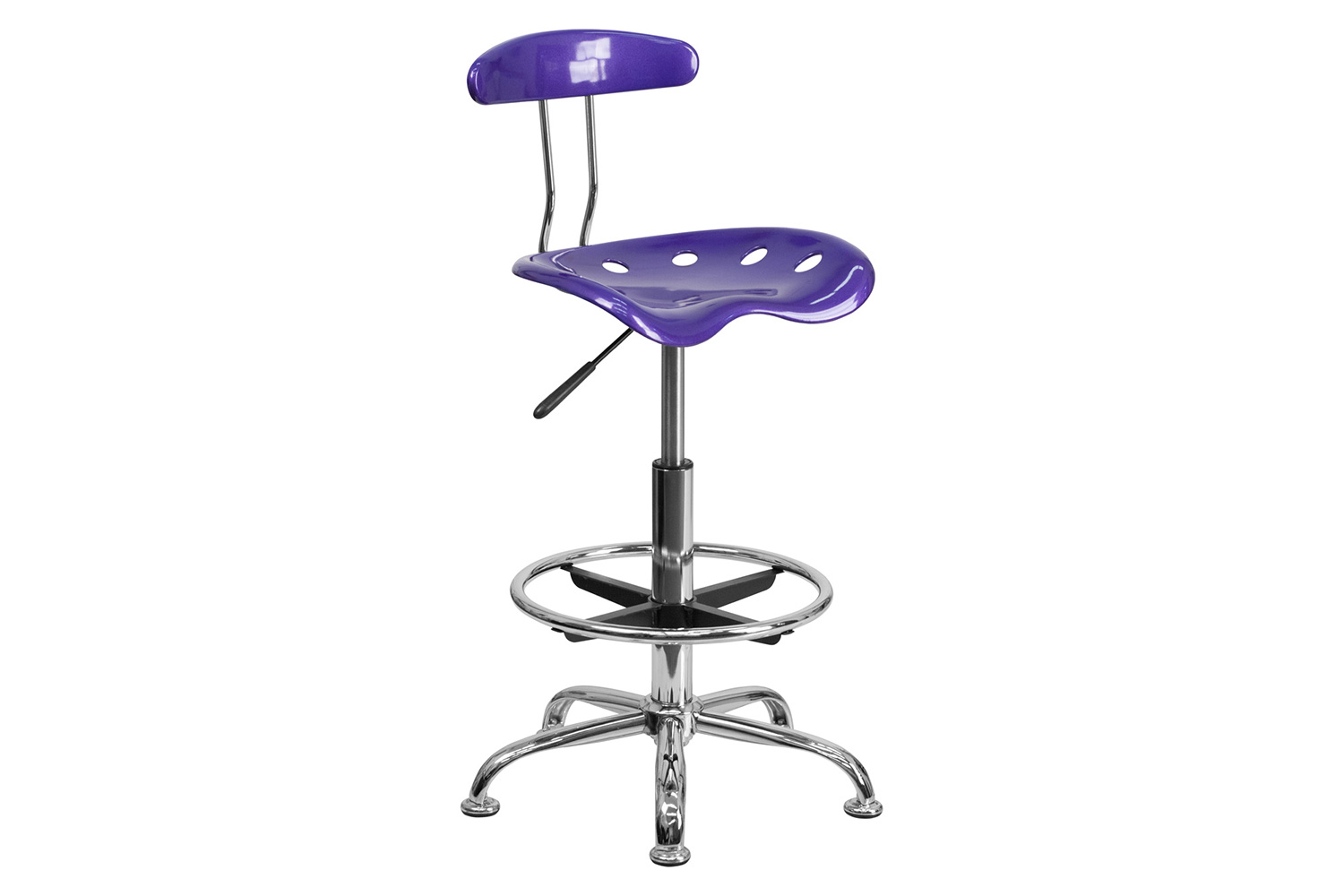 BLNK Bradley Vibrant Chrome Drafting Stool with Tractor Seat - Violet