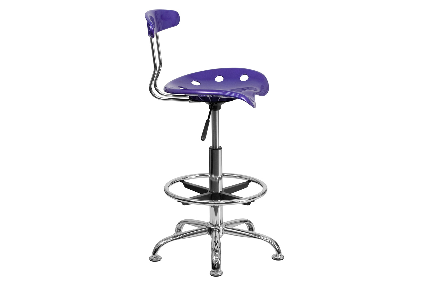 BLNK Bradley Vibrant Chrome Drafting Stool with Tractor Seat - Violet