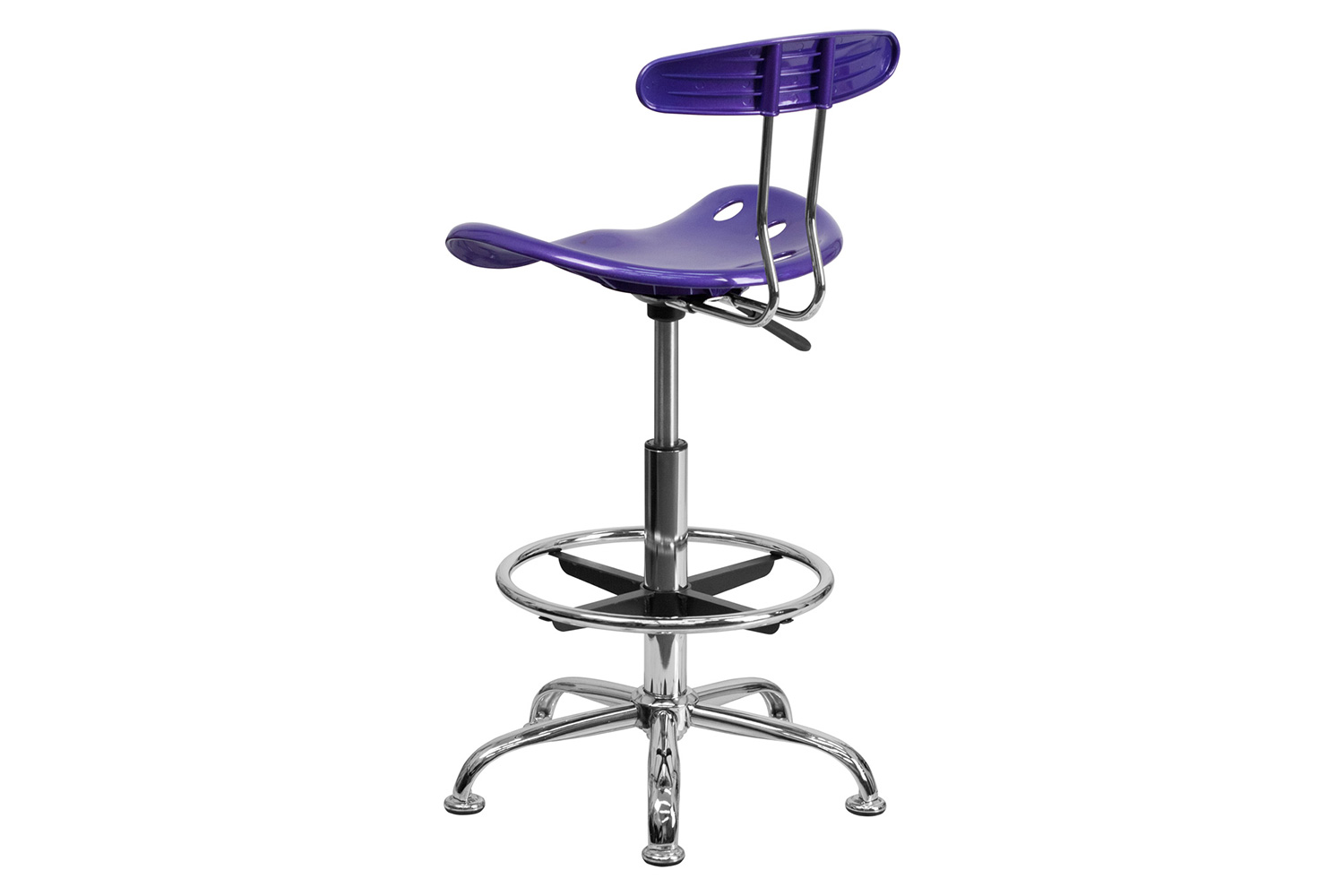 BLNK Bradley Vibrant Chrome Drafting Stool with Tractor Seat - Violet