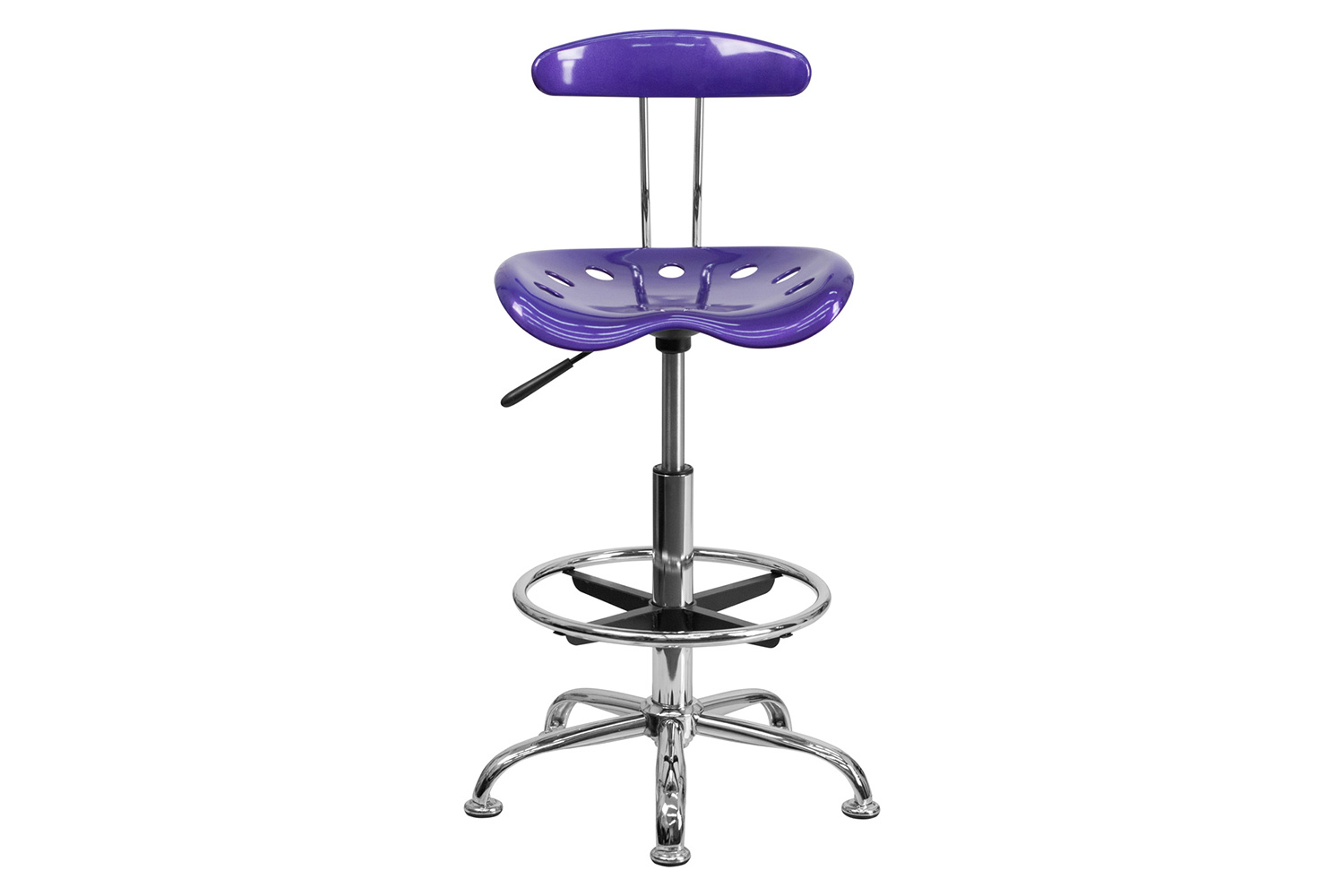 BLNK Bradley Vibrant Chrome Drafting Stool with Tractor Seat - Violet