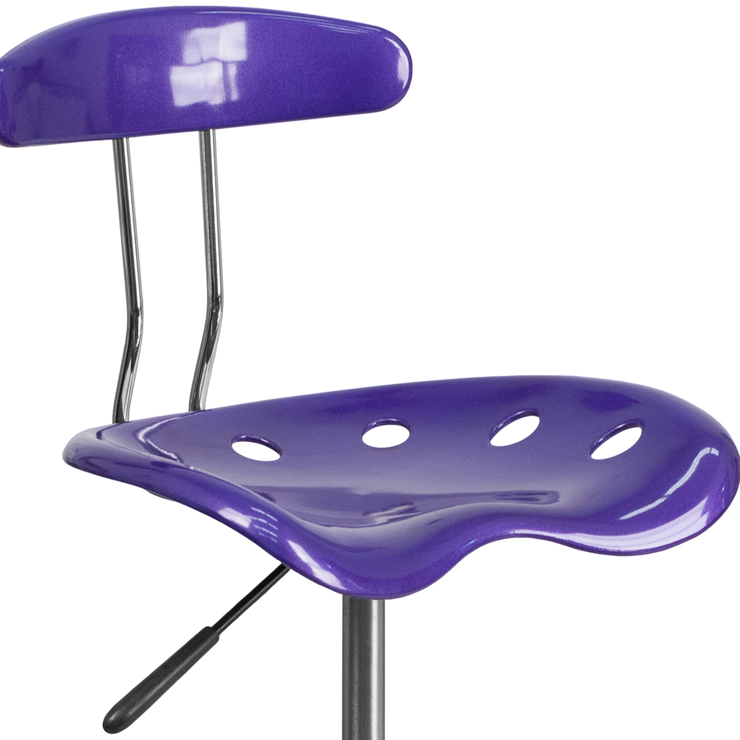 BLNK Bradley Vibrant Chrome Drafting Stool with Tractor Seat - Violet