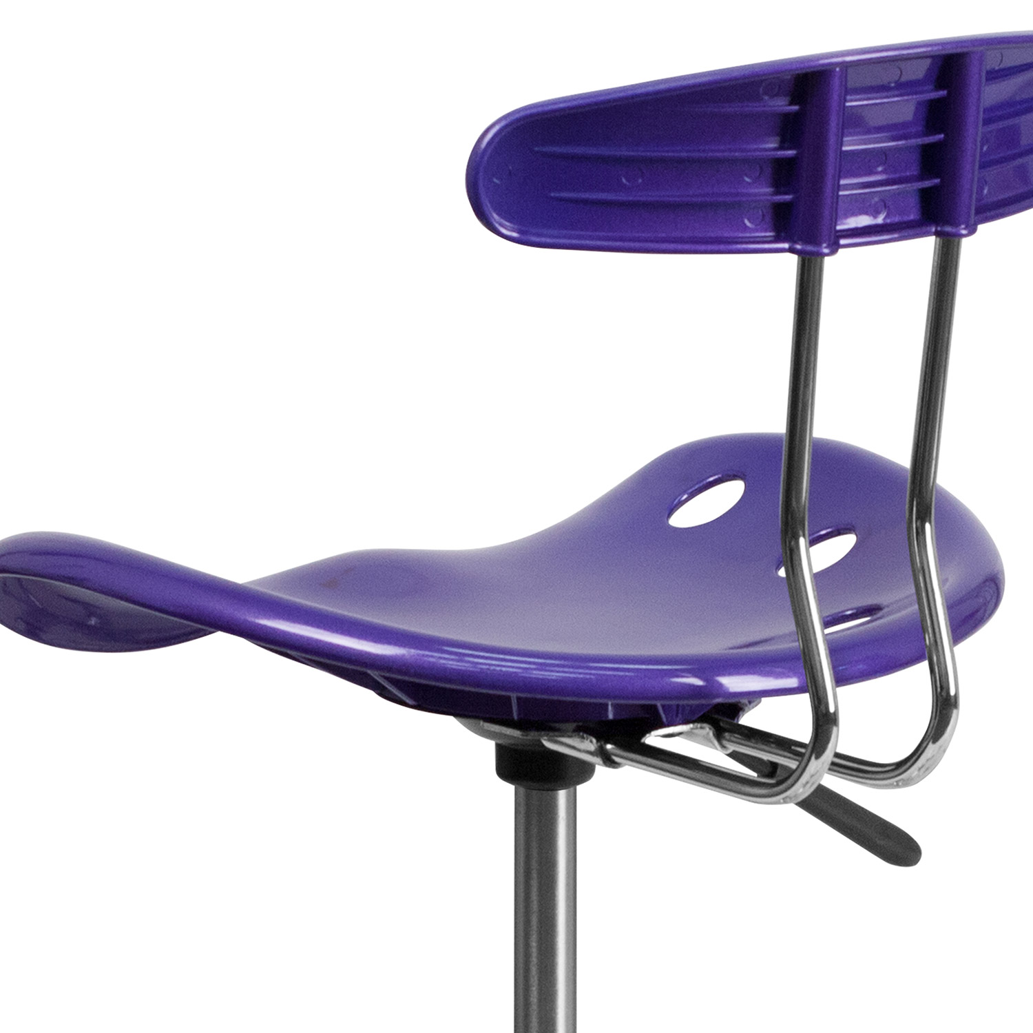 BLNK Bradley Vibrant Chrome Drafting Stool with Tractor Seat - Violet