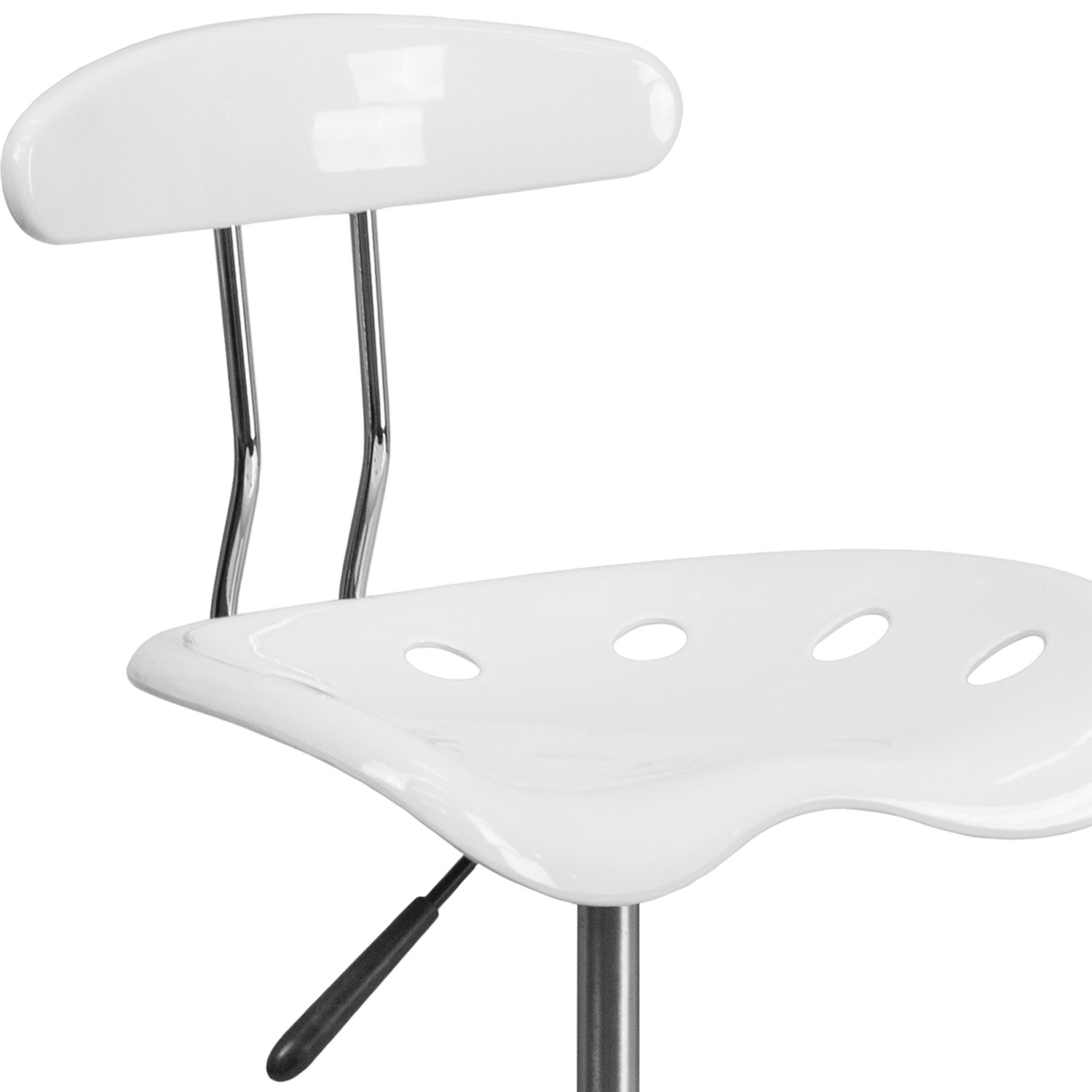 BLNK Bradley Vibrant Chrome Drafting Stool with Tractor Seat - White