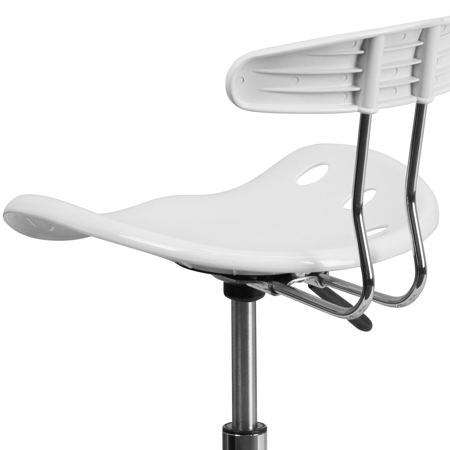 BLNK Bradley Vibrant Chrome Drafting Stool with Tractor Seat - White