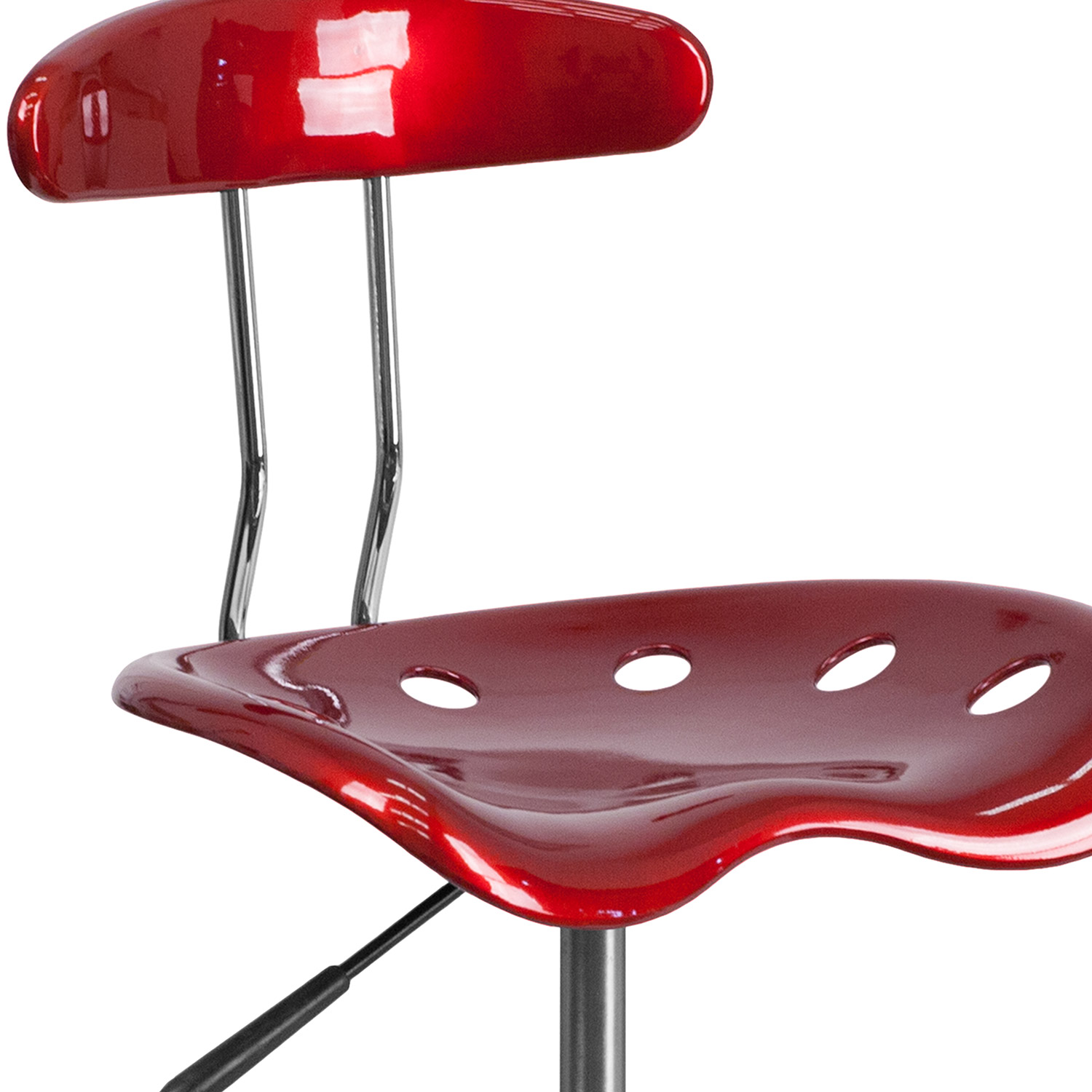 BLNK Bradley Vibrant Chrome Drafting Stool with Tractor Seat - Wine Red