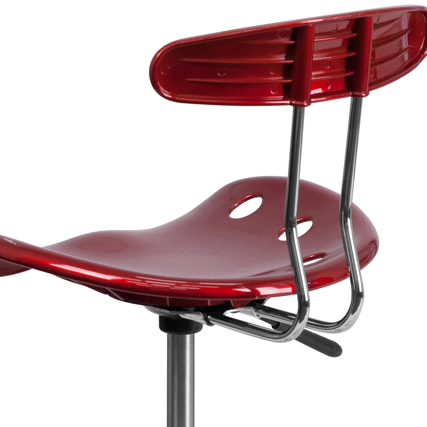 BLNK Bradley Vibrant Chrome Drafting Stool with Tractor Seat - Wine Red