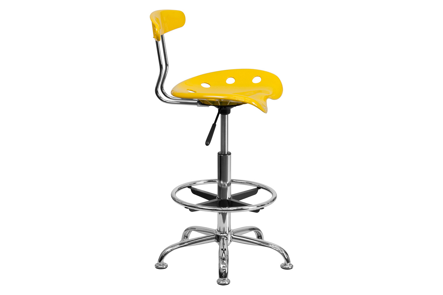 BLNK Bradley Vibrant Chrome Drafting Stool with Tractor Seat - Yellow