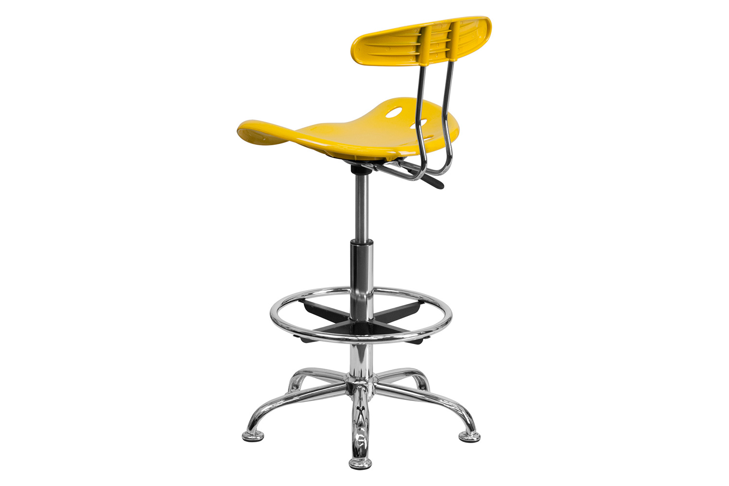 BLNK Bradley Vibrant Chrome Drafting Stool with Tractor Seat - Yellow