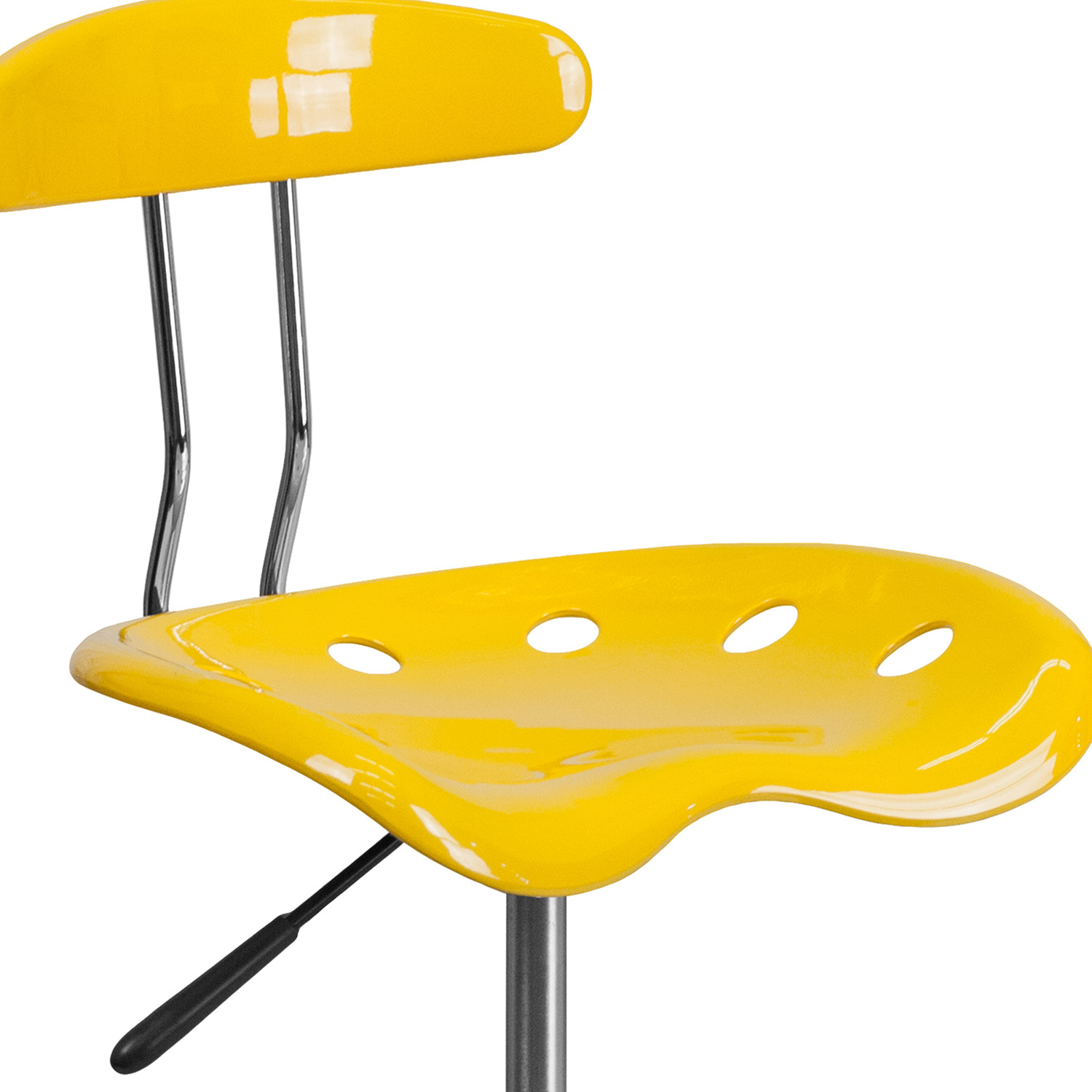 BLNK Bradley Vibrant Chrome Drafting Stool with Tractor Seat - Yellow