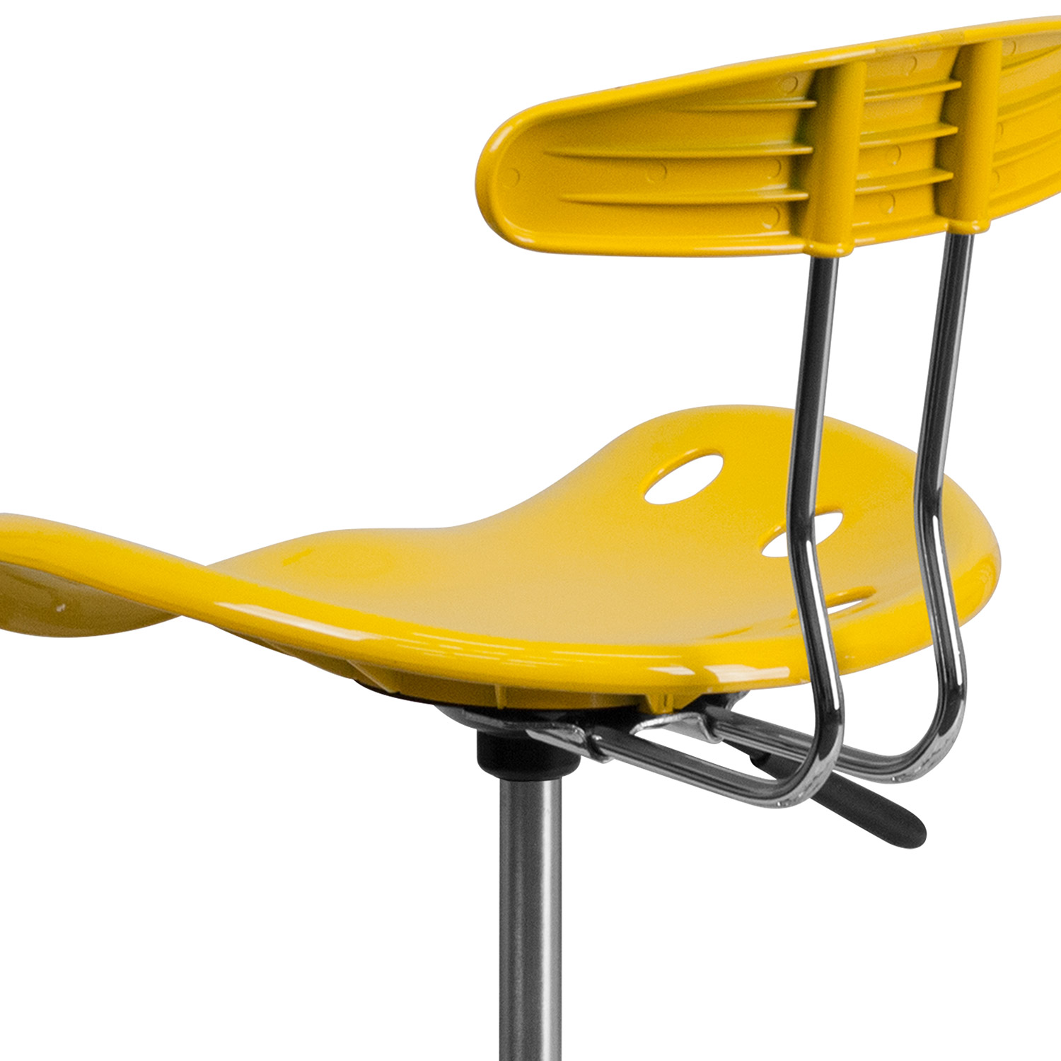 BLNK Bradley Vibrant Chrome Drafting Stool with Tractor Seat - Yellow