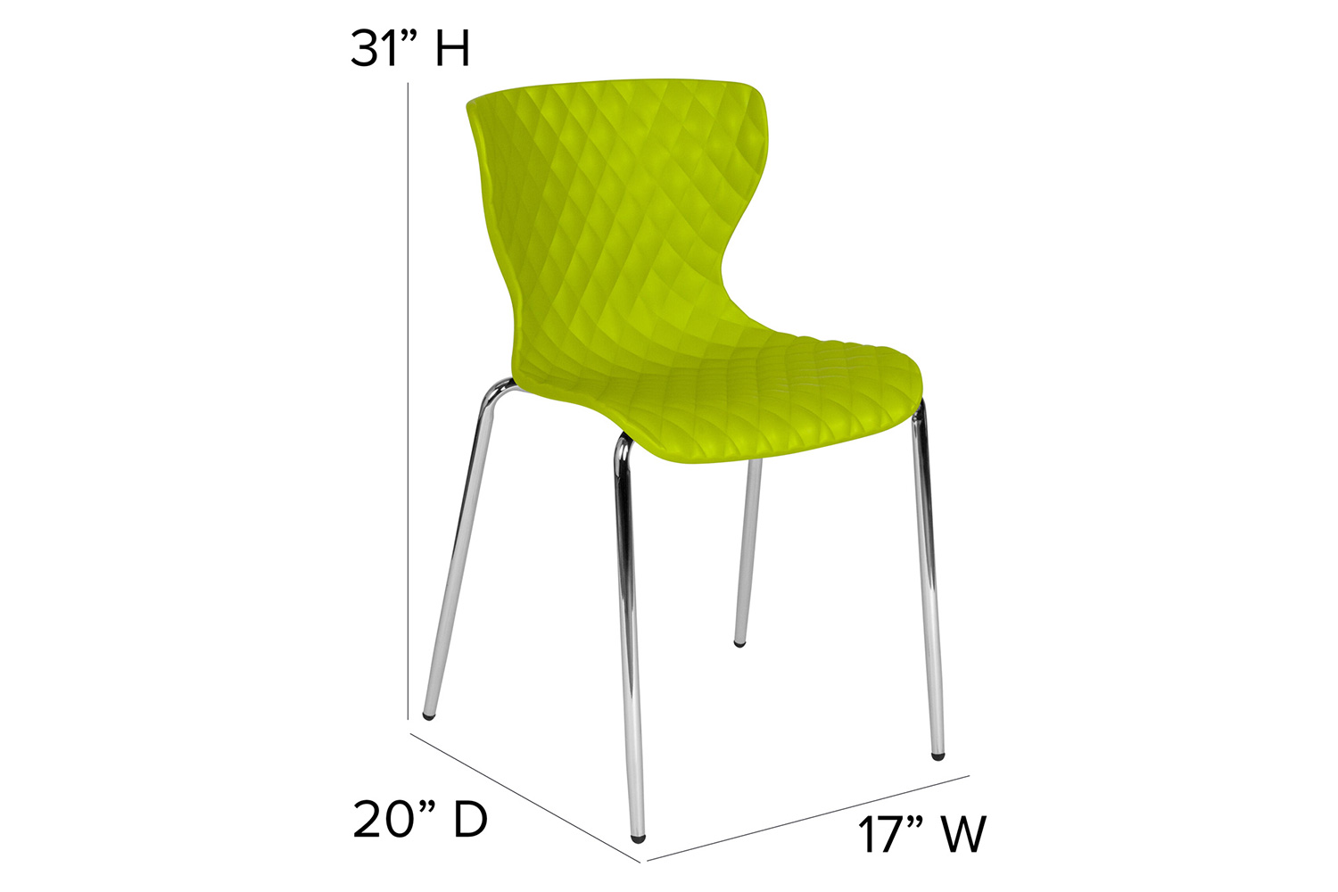 BLNK Lowell Plastic Contemporary Design Stack Chair - Citrus Green