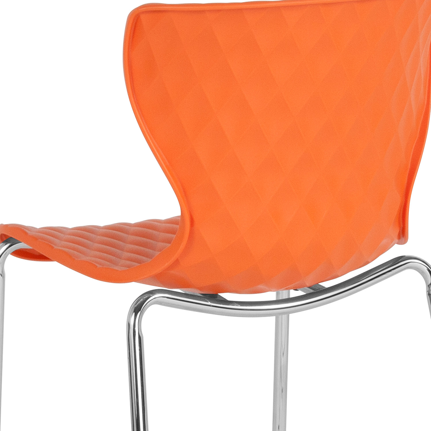 BLNK Lowell Plastic Contemporary Design Stack Chair - Orange