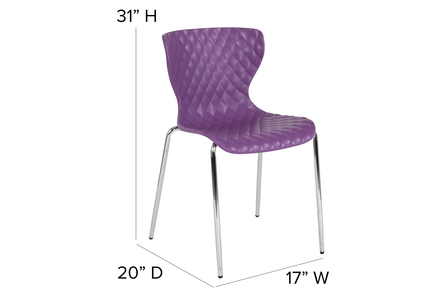 BLNK Lowell Plastic Contemporary Design Stack Chair - Purple