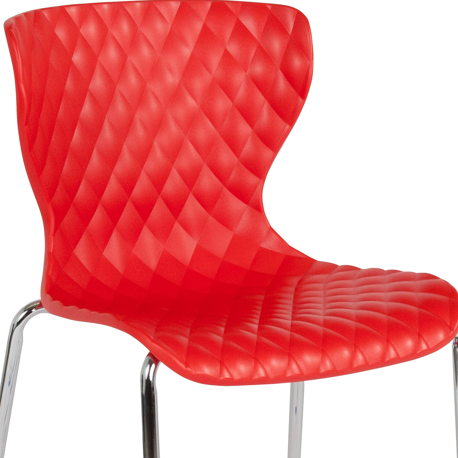 BLNK Lowell Plastic Contemporary Design Stack Chair - Red