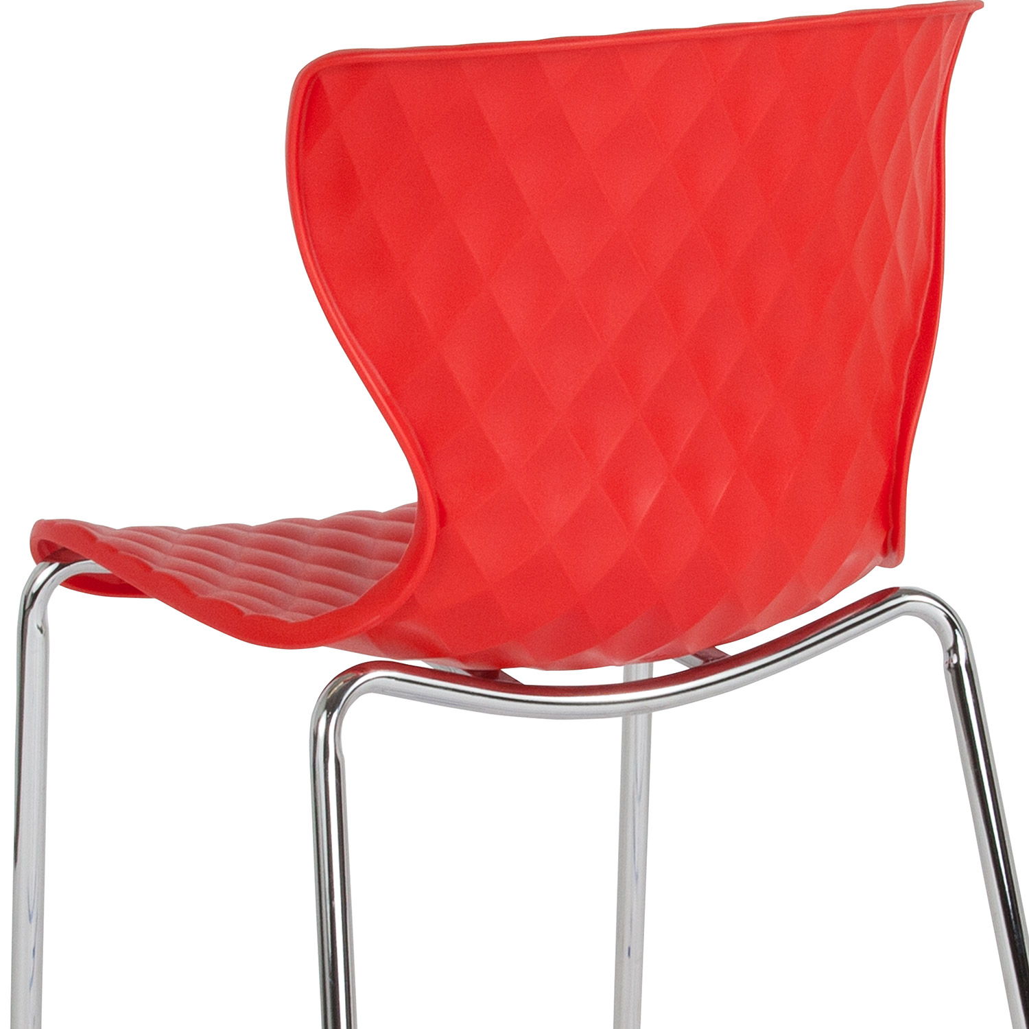 BLNK Lowell Plastic Contemporary Design Stack Chair - Red