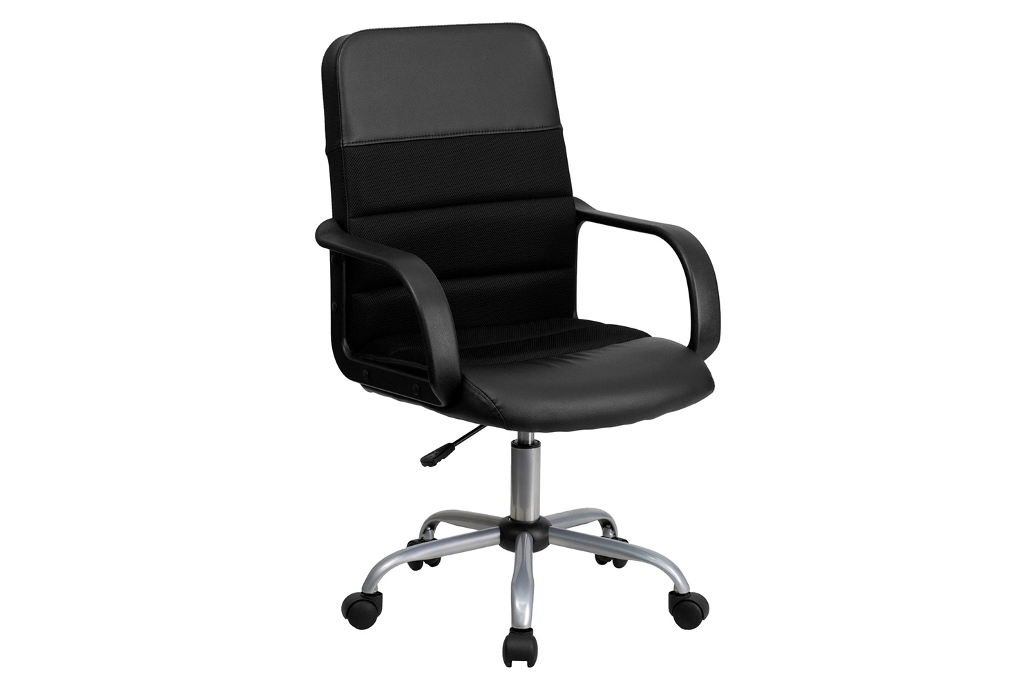 BLNK - Manor LeatherSoft Mid-Back Mesh Swivel Task Office Chair with Arms