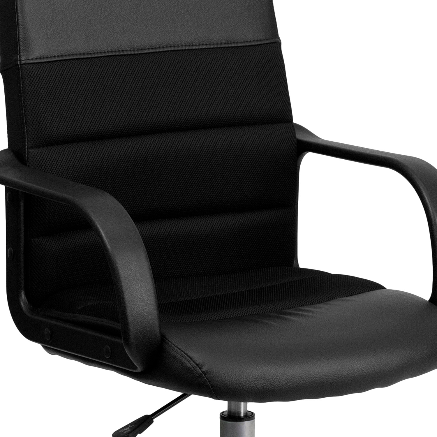 BLNK - Manor LeatherSoft Mid-Back Mesh Swivel Task Office Chair with Arms