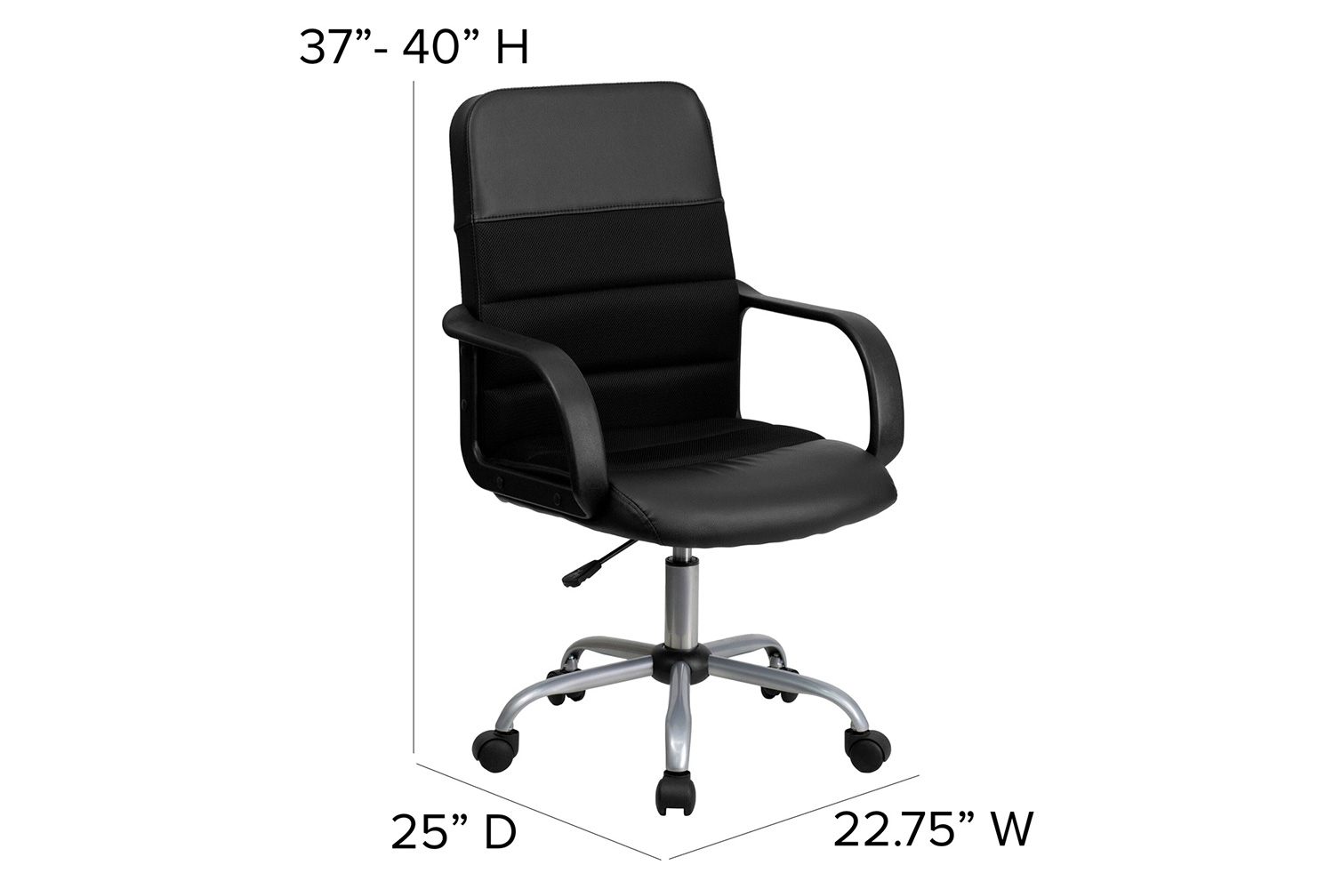 BLNK - Manor LeatherSoft Mid-Back Mesh Swivel Task Office Chair with Arms