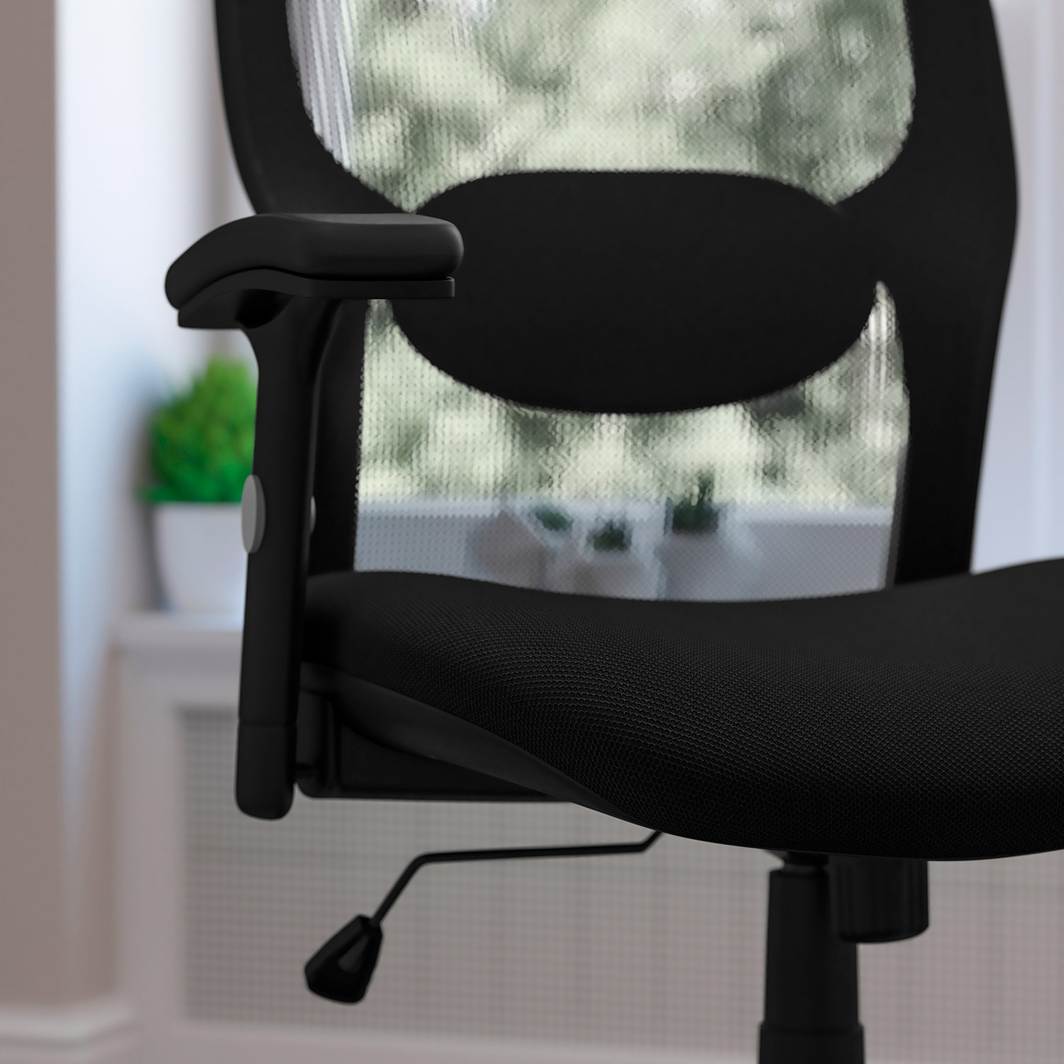 BLNK Albert Mid-Back Black Super Mesh Executive Swivel Office Chair with Adjustable Lumbar and Arms - Mesh