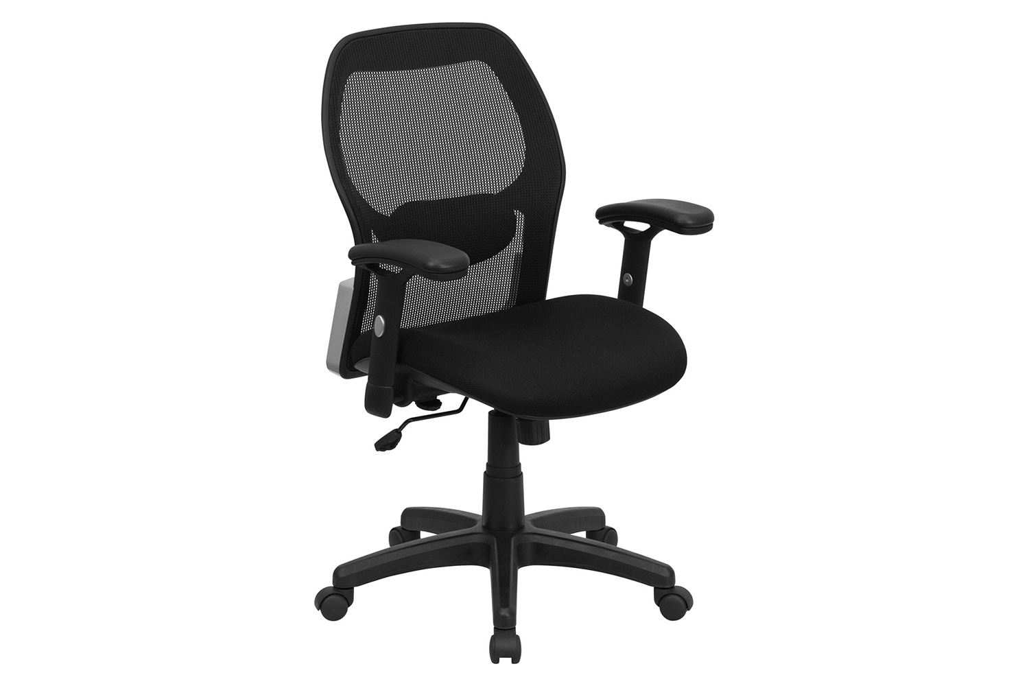 BLNK Albert Mid-Back Black Super Mesh Executive Swivel Office Chair with Adjustable Lumbar and Arms - Mesh