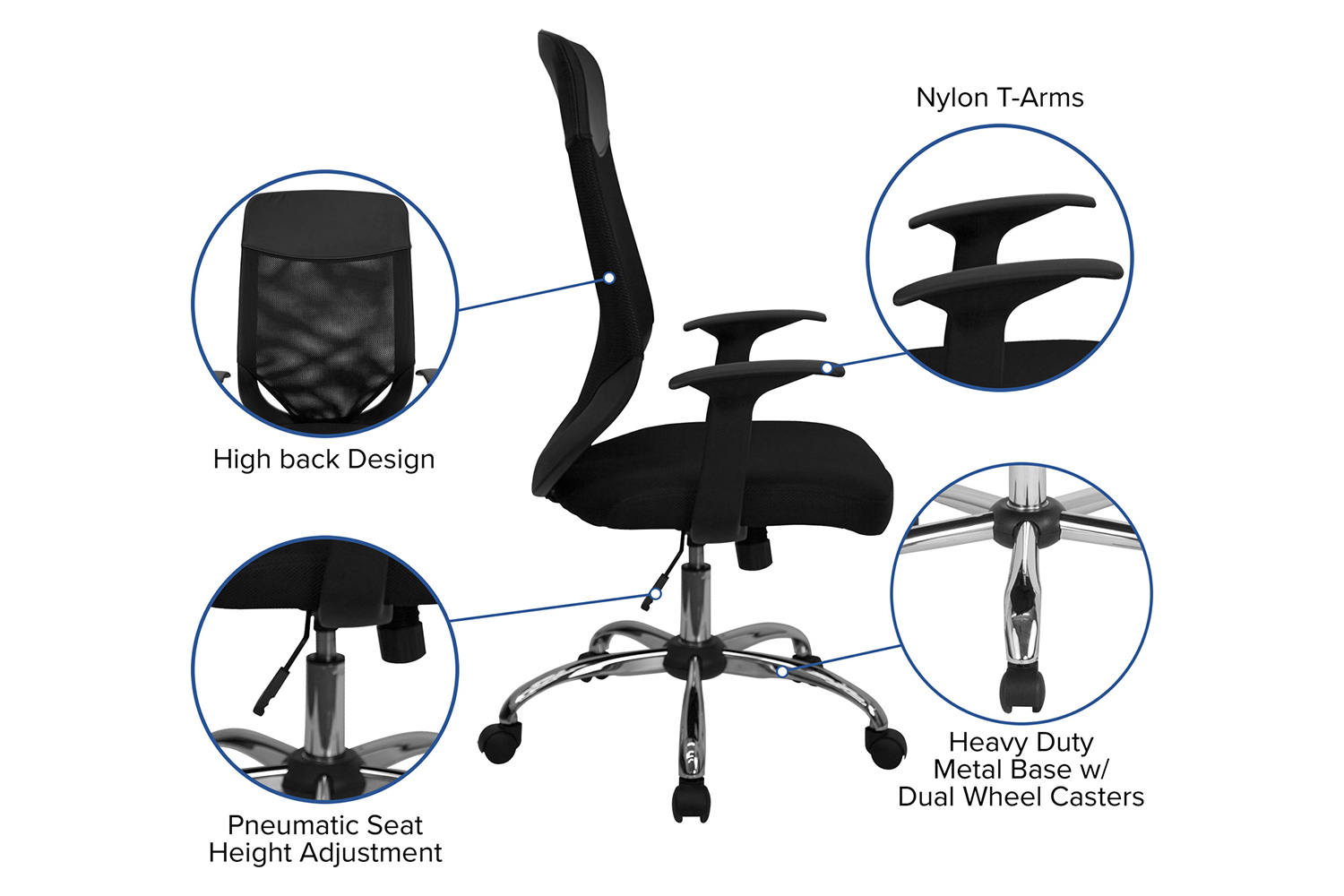 BLNK - Noreen High-Back Mesh Executive Swivel Office Chair with Arms