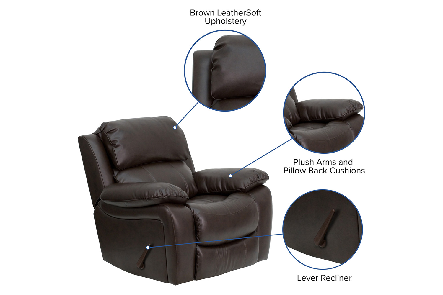 BLNK Kyle LeatherSoft Rocker Recliner - Brown