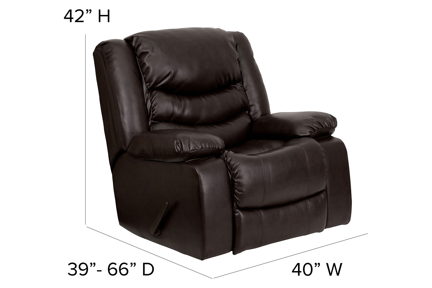 BLNK - Kyle LeatherSoft Lever Rocker Recliner with Padded Arms