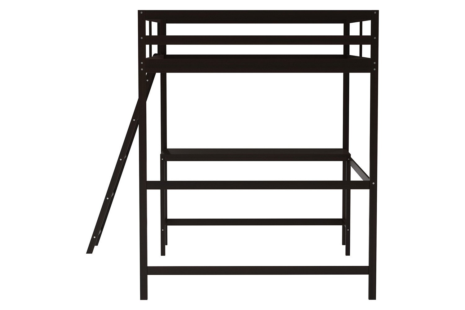 BLNK Riley Wood Bed Frame with Protective Guard Rails and Ladder for Kids and Teens - Espresso, Full Size