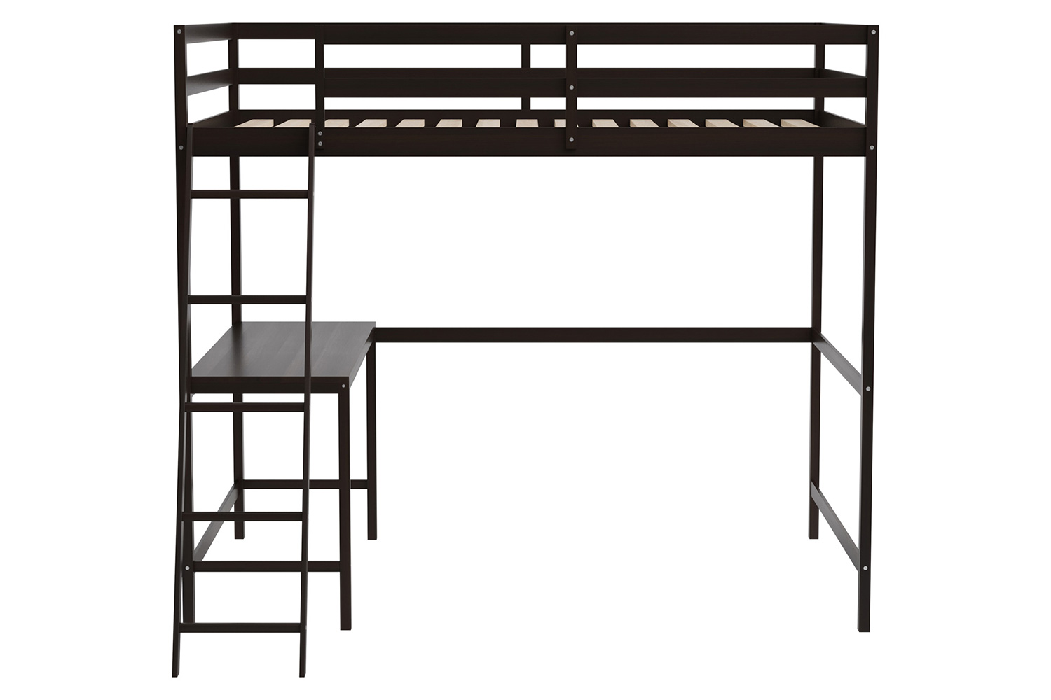 BLNK Riley Wood Bed Frame with Protective Guard Rails and Ladder for Kids and Teens - Espresso, Full Size